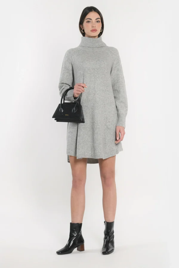 KOOKAÏ ROBE COL ROULÉ MANDY GRIS CHINÉ Grischine Cheap