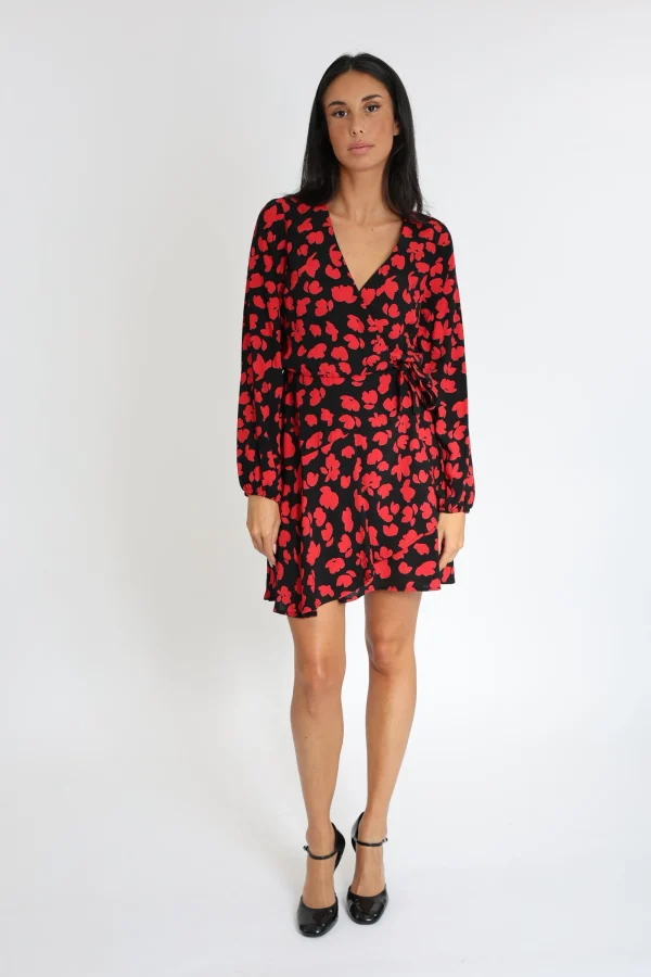 KOOKAÏ ROBE COURTE CARMEN Noir/rouge Cheap