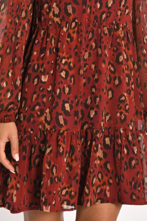 KOOKAÏ ROBE COURTE LEOPARD MINA MULTI Bordeaux Store