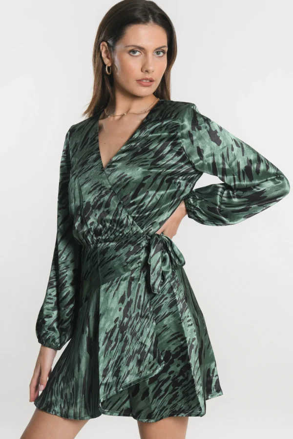 KOOKAÏ ROBE COURTE NESA Noir/vert Cheap