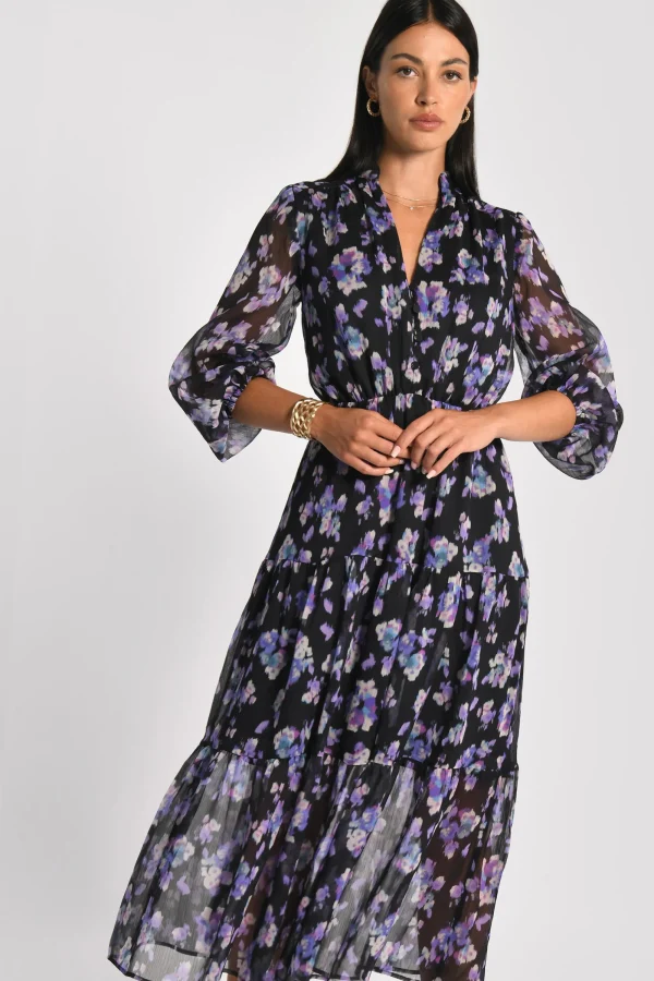 KOOKAÏ ROBE LONGUE FLEURS MADISON MULTI VIOLET Multiviolet Flash Sale