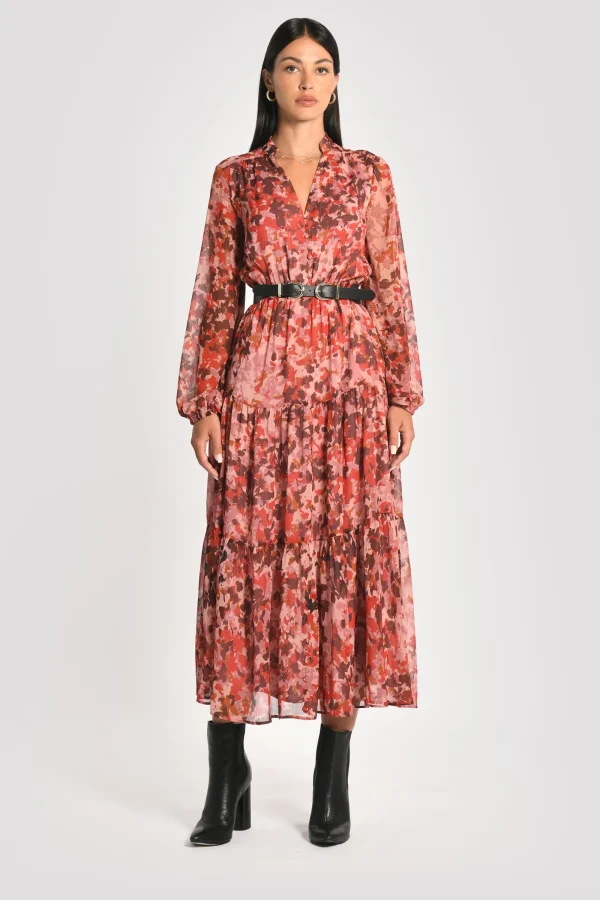 KOOKAÏ ROBE LONGUE IMPRIMÉE CONSTANCE MULTI BORDEAUX Multibordeaux Hot