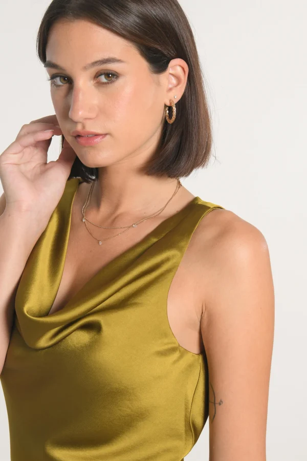 KOOKAÏ ROBE LONGUE SATIN PATTY Bronze New