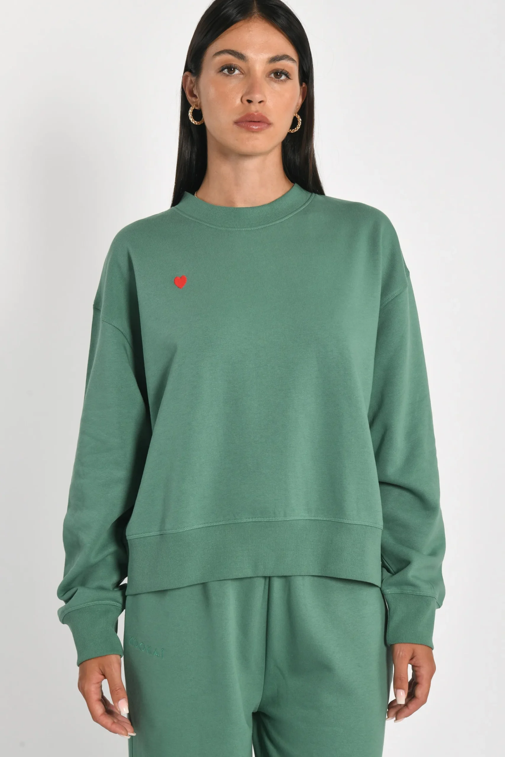sweatshirt_coeur__suzy__g_0.webp KOOKAÏ SWEATSHIRT COEUR - SUZY - Green Best