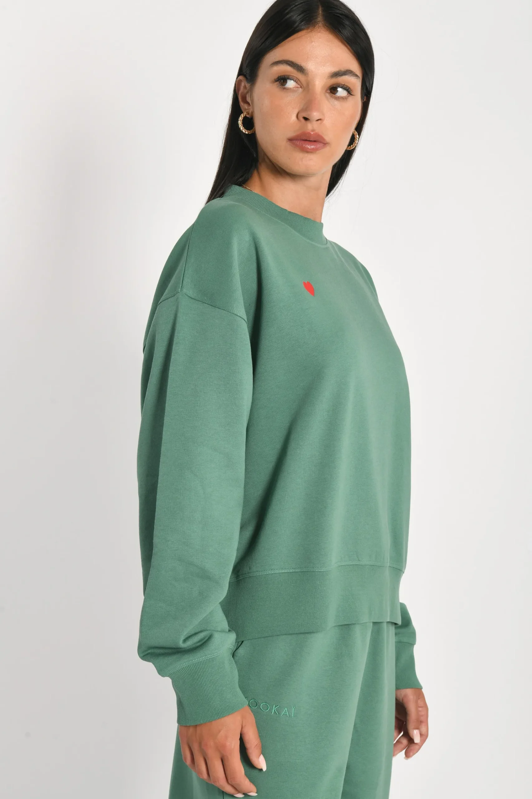 sweatshirt_coeur__suzy__g_1.webp KOOKAÏ SWEATSHIRT COEUR - SUZY - Green Best