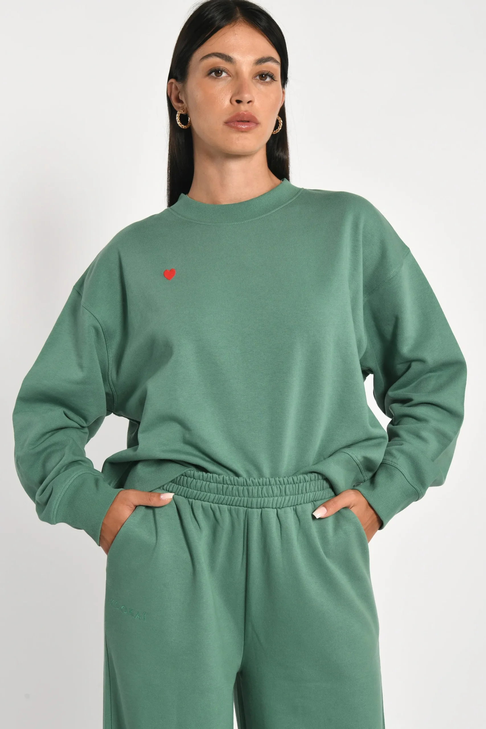 sweatshirt_coeur__suzy__g_3.webp KOOKAÏ SWEATSHIRT COEUR - SUZY - Green Best