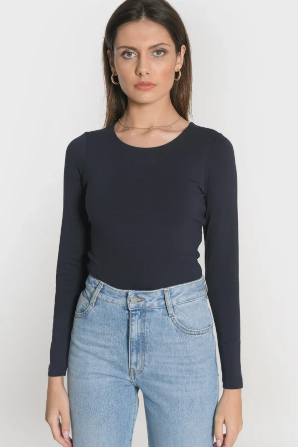 KOOKAÏ TEE SHIRT COL ROND CURT Navy Outlet