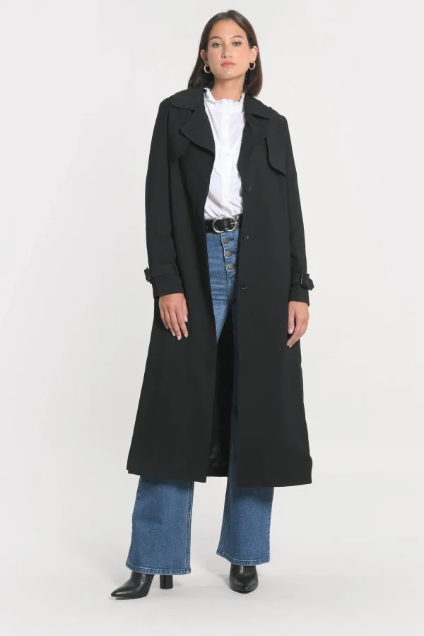 KOOKAÏ TRENCH LONG ASHER Noir Cheap