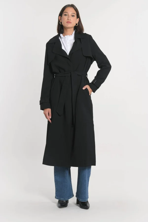 KOOKAÏ TRENCH LONG ASHER Noir Cheap