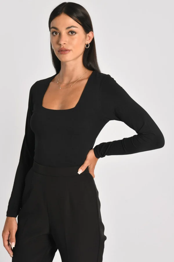 KOOKAÏ T-SHIRT COL CARRÉ CLEMENTINE Noir Discount