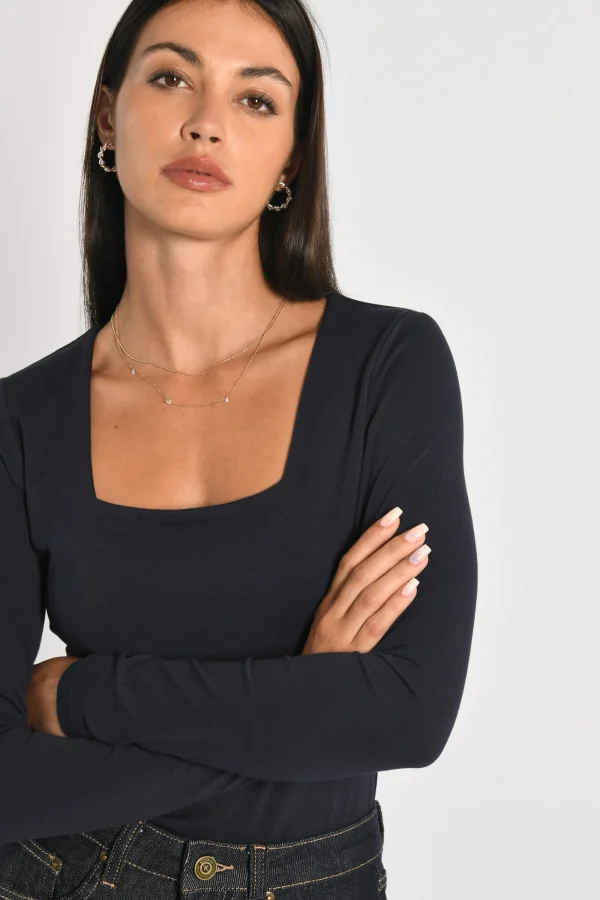 KOOKAÏ T-SHIRT COL CARRÉ CLEMENTINE Navy Cheap