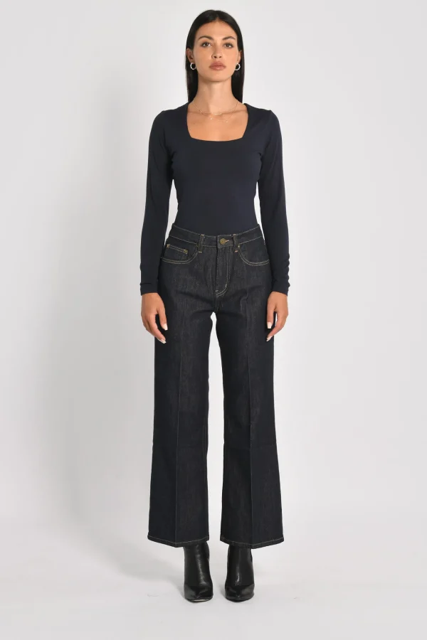 KOOKAÏ T-SHIRT COL CARRÉ CLEMENTINE Navy Cheap