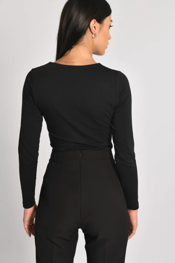 KOOKAÏ T-SHIRT COL CARRÉ CLEMENTINE Noir Discount