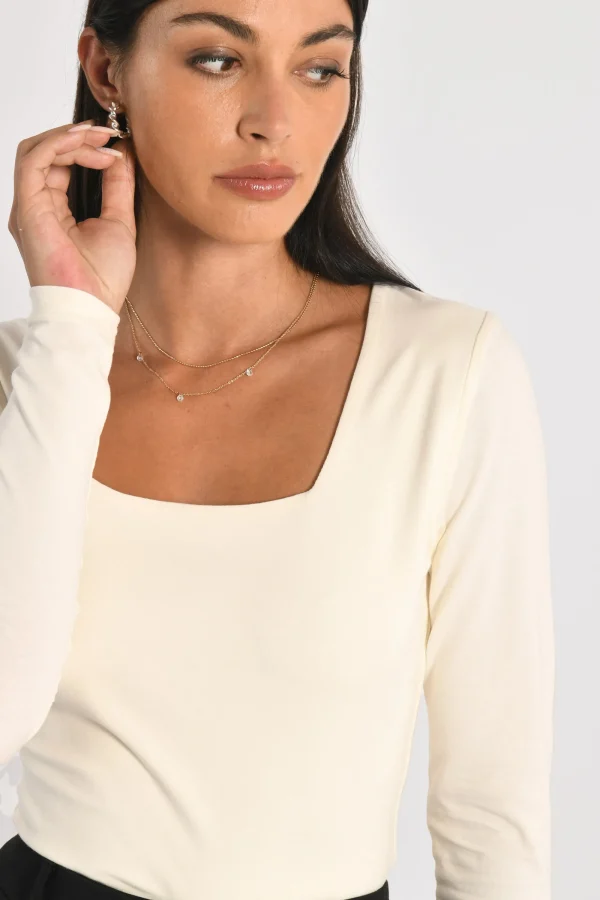 KOOKAÏ T-SHIRT COL CARRÉ CLÉMENTINE ÉCRU Ecru Best