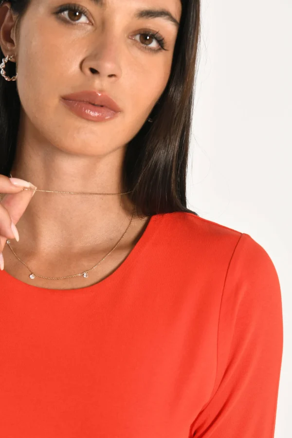 KOOKAÏ T-SHIRT COL ROND CURT Rouge Flash Sale