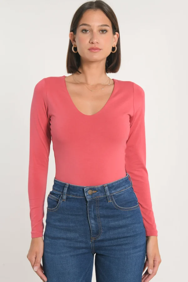 KOOKAÏ T-SHIRT COL V MATHILDA Berry Store