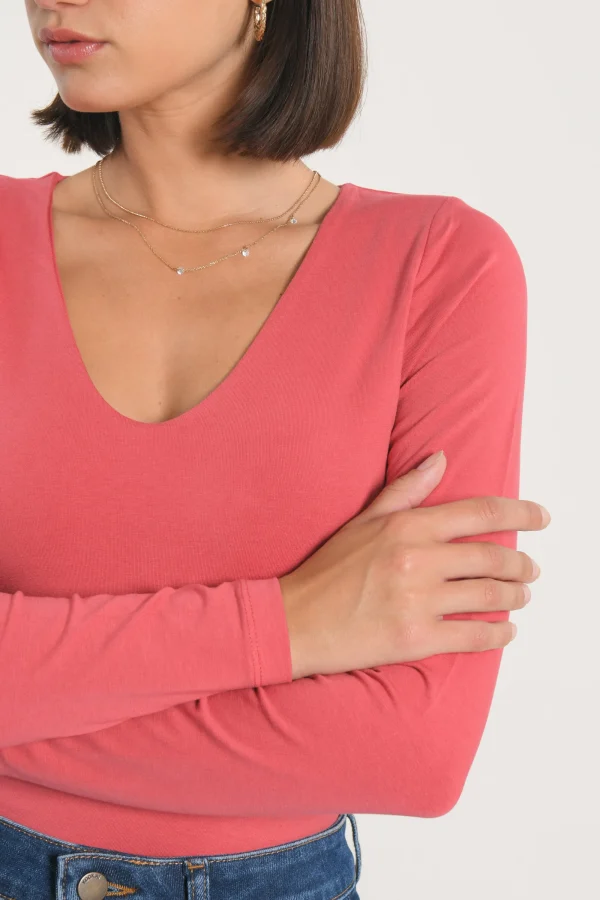 KOOKAÏ T-SHIRT COL V MATHILDA Berry Store