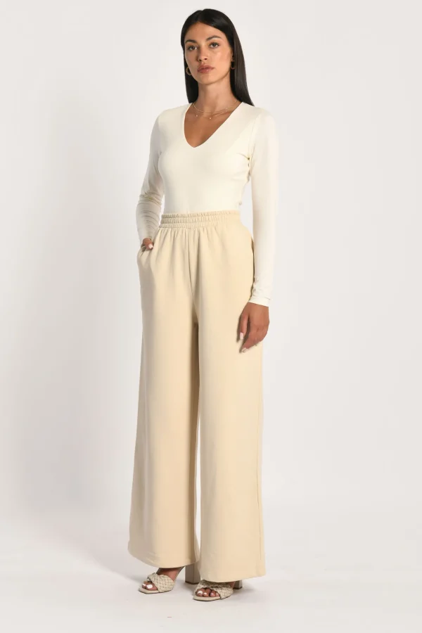 KOOKAÏ T-SHIRT COL V MATHILDA Ecru Flash Sale