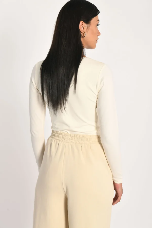 KOOKAÏ T-SHIRT COL V MATHILDA Ecru Flash Sale