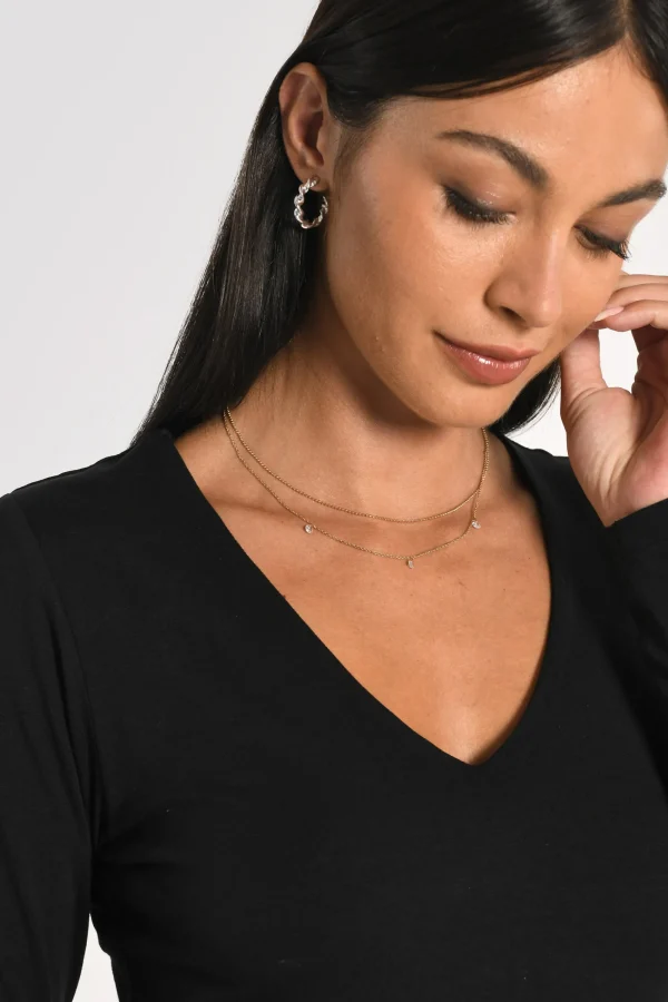 KOOKAÏ T-SHIRT COL V MATHILDA Noir Hot