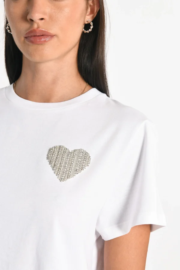 KOOKAÏ T-SHIRT CŒR STRASS LUNA Blanc Fashion