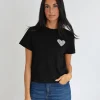 KOOKAÏ T-SHIRT CŒR STRASS LUNA Noir Best