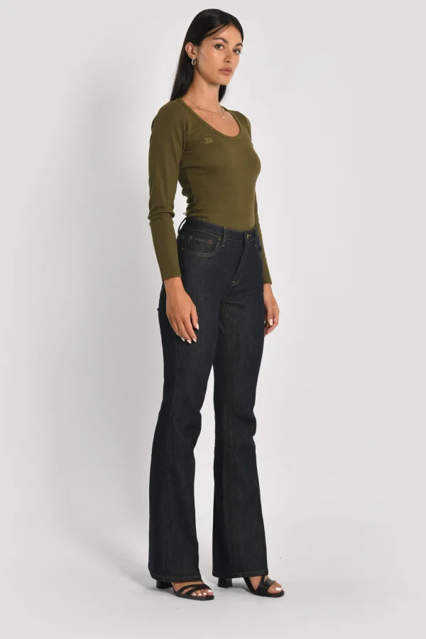 KOOKAÏ T-SHIRT FINES COTES COL DANSEUSE MERRY Kaki Shop