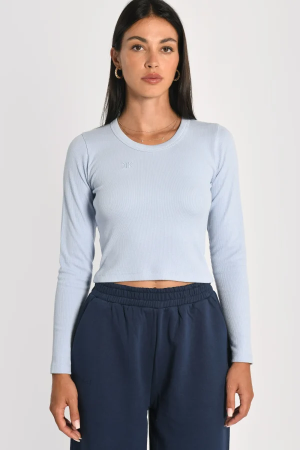 KOOKAÏ T-SHIRT FINES COTES COL ROND JANETTE Ciel Shop