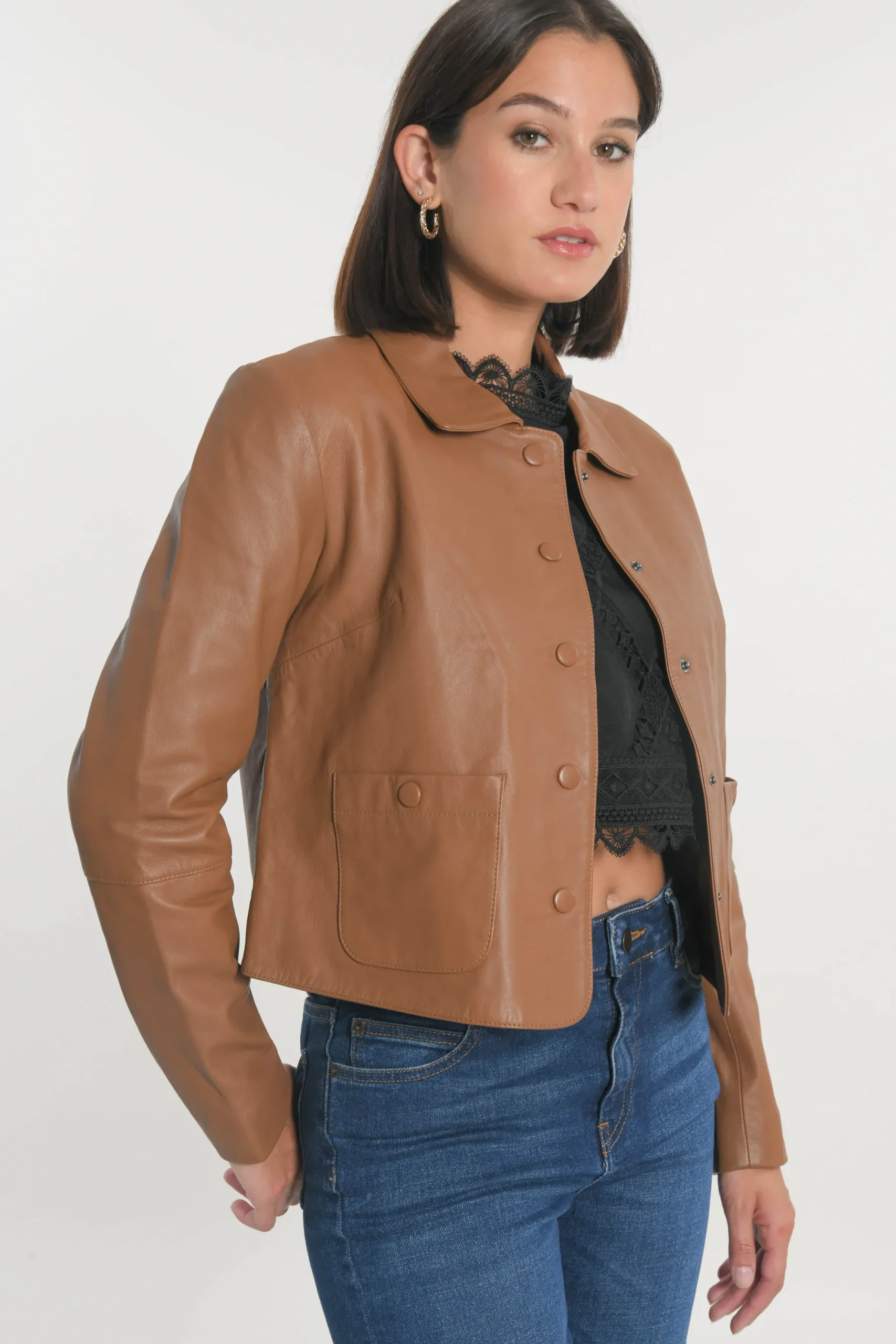 veste_cuir__olivia__camel_1.webp KOOKAÏ VESTE CUIR - OLIVIA - Camel Cheap