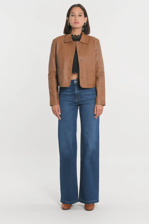 KOOKAÏ VESTE CUIR - OLIVIA - Camel Cheap