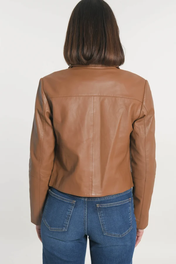 KOOKAÏ VESTE CUIR - OLIVIA - Camel Cheap